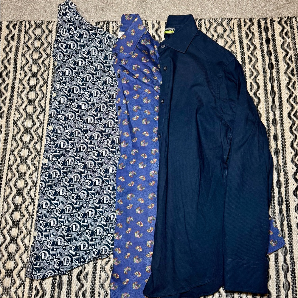 Murano Men's Casual Button Down Shirts - Blue, Navy